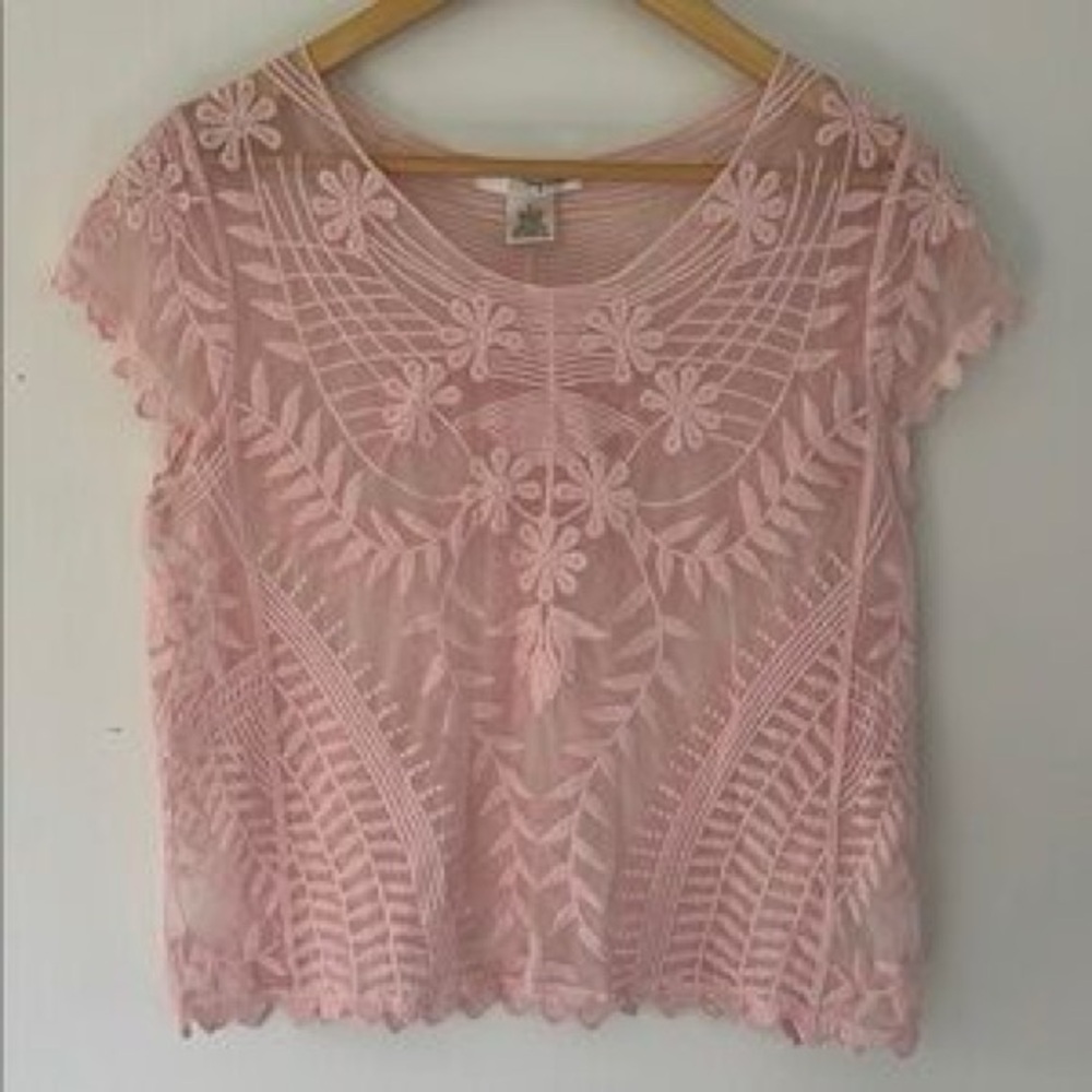 Express soft pink Lace Womens Top
